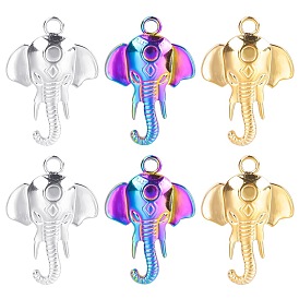 Stainless steel elephant silver color lock titanium steel colorful pendant metal jewelry pendant stainless steel accessories