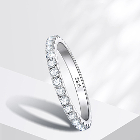 Кольца для женщин из стерлингового серебра с родиевым покрытием и муассанитом