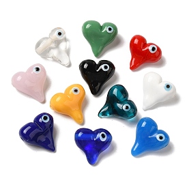 Handmade Lampwork Beads, Heart with Evil Eye