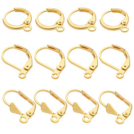 Brass Leverback Earring Finding Sets, with Loop