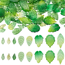 90шт. 8 цвета градиентный цвет прозрачные стеклянные подвески, лист прелести