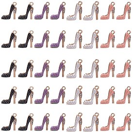 SUNNYCLUE Alloy Enamel Pendants, with Crystal Rhinestone, High-heeled Shoes, Light Gold