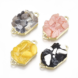 Alloy Links Connectors, with Gemstone and Enamel, Rectangle
