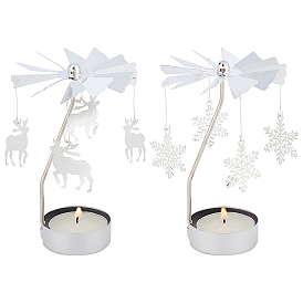 2 Sets 2 Style Stainless Steel Rotating Fairy Tealight Candle Holder, for Candle Lover, Romantic Wedding, Christmas Party