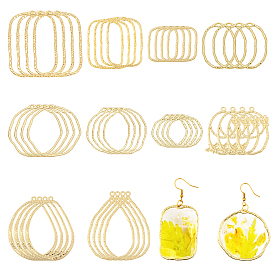 40шт 10 стили подвески из сплава с открытой спиной, геометрические прелести для diy uv смолы, эпоксидная смола, Прессованные цветочные украшения