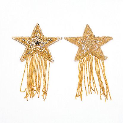 Сверкающее железо со стразами на заплатках, аппликация, с кисточками из железных шариков, аксессуары для костюма, для одежды, пакет, брюки, обуви, чехол для мобильного телефона, звезда