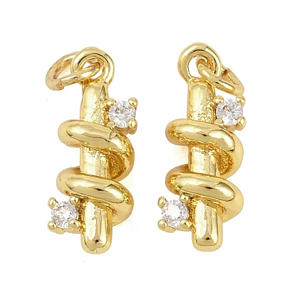 Латунные микропаве прозрачные подвески с фианитом, амулеты в виде змеиных колонн