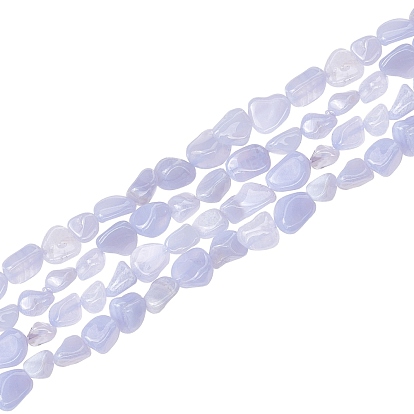 2 hebras de cuentas de ágata de encaje azul natural, piedra caída, teñido, pepitas