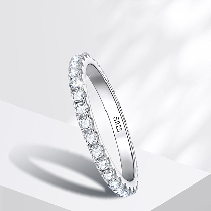 Кольца для женщин из стерлингового серебра с родиевым покрытием и муассанитом