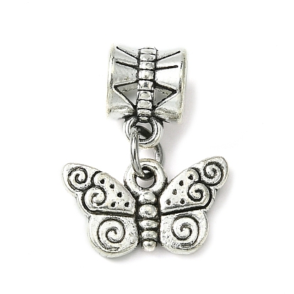 Tibetan Style Alloy European Dangle Charms, Large Hole Pendants, Butterfly & Bees