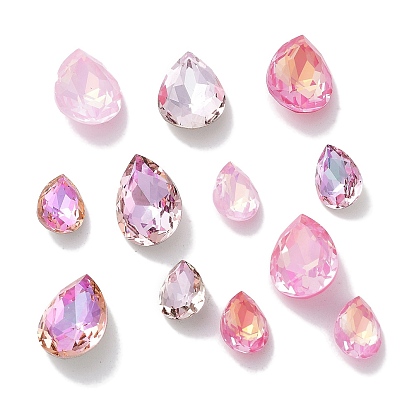 Стеклянные стразы кабошоны, точка назад и задняя пластина, граненые, слеза