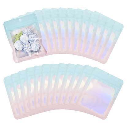 Прямоугольные блестящие голографические пластиковые пакеты с застежкой-молнией, многоразовые упаковочные пакеты, мешок с самоуплотнением