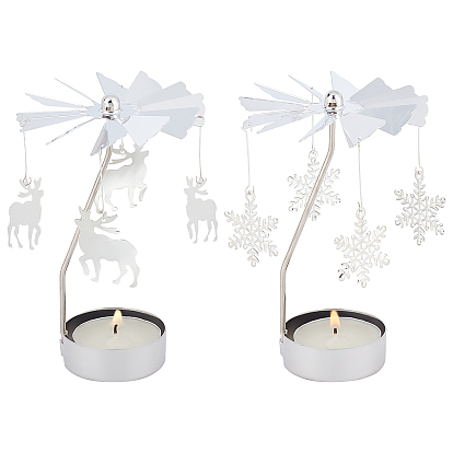 2 Sets 2 Style Stainless Steel Rotating Fairy Tealight Candle Holder, for Candle Lover, Romantic Wedding, Christmas Party