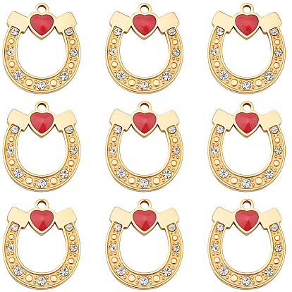 10шт. 304 эмалированные подвески из нержавеющей стали, со стразами, ионное покрытие (ip), подвески в виде подковы