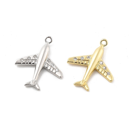 Латунные микропаве прозрачные подвески с фианитом, прелести самолета, стойки покрытие, долговечный, без свинца и без кадмия