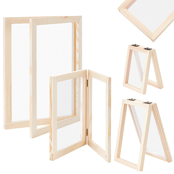 4шт. 4 стили сосновая сетчатая рама, прямоугольные