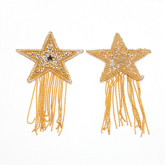 Сверкающее железо со стразами на заплатках, аппликация, с кисточками из железных шариков, аксессуары для костюма, для одежды, пакет, брюки, обуви, чехол для мобильного телефона, звезда