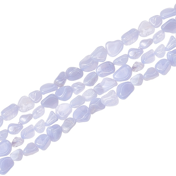 2 Strands Natural Blue Lace Agate Beads Strands, Tumbled Stone, Dyed, Nuggets