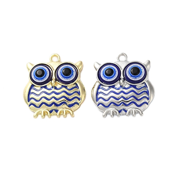 Подвески с блестящей эмалью из цинкового сплава, сова с оберегом от сглаза