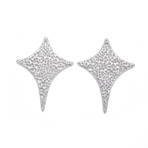 304 Stainless Steel Pendants, Textured, Star