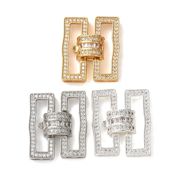 Латунное микропейв, прозрачный кубический цирконий, складные застежки, прямоугольные
