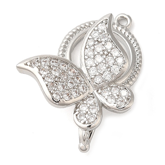 Латунное микропейв, прозрачный кубический цирконий, складные застежки, без кадмия, без никеля и без свинца, бабочка