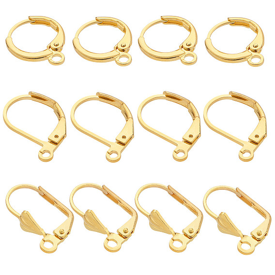 Brass Leverback Earring Finding Sets, with Loop