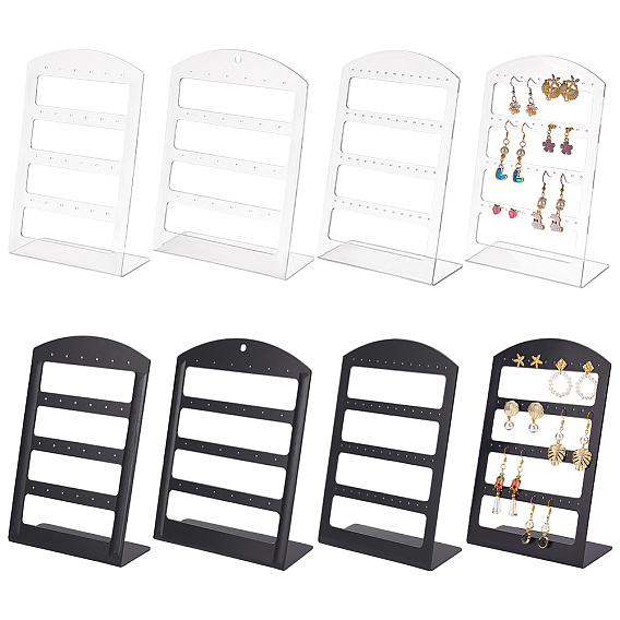 6 шт. 6 стили 4-уровневый полипропиленовый пластиковый скошенный органайзер для сережек-подставок, прямоугольные