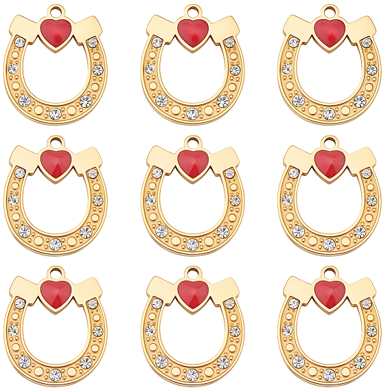 10шт. 304 эмалированные подвески из нержавеющей стали, со стразами, ионное покрытие (ip), подвески в виде подковы