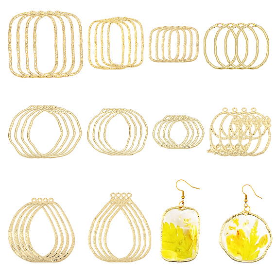 40шт 10 стили подвески из сплава с открытой спиной, геометрические прелести для diy uv смолы, эпоксидная смола, Прессованные цветочные украшения