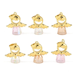Подвески из латуни и стекла, ангельские прелести, граненые, реальный 18 k позолоченный