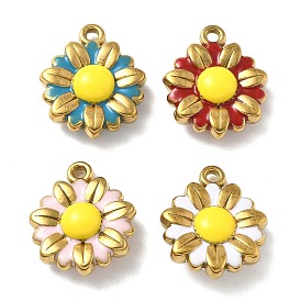 304 нержавеющей стальной эмали подвески, очарование подсолнуха, ионное покрытие (ip), реальный 18 k позолоченный