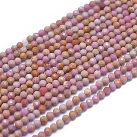 Natural Purple Mica Beads Strands, Faceted, Round