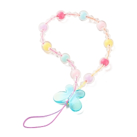 Transparent Acrylic Beads Mobile Straps, with Nylon Thread, Butterfly