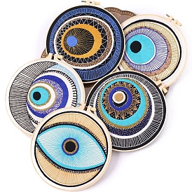 DIY Evil Eye Pattern Embroidery Painting Kits, Including Printed Cotton Fabric, Embroidery Thread & Needles, Round Embroidery Hoop