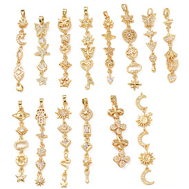 Большие подвески из латуни с кисточками, микропаве и прозрачными кубическими циркониями.