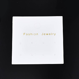 Cartes d'affichage de bijoux en carton, pour boucle d'oreille, étiquettes volantes de bijoux, convient pour 4 paires de clous d'oreilles, carré avec mot bijoux de mode