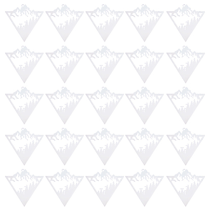 30шт. 201 филигранные подвески из нержавеющей стали, гравированные металлические украшения, треугольник с горой