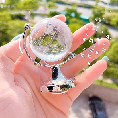 Вращающийся глобус из латуни и стекла с картой, вытравленной кислотой