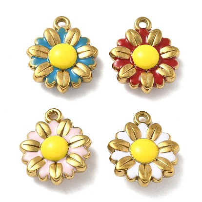 304 нержавеющей стальной эмали подвески, очарование подсолнуха, ионное покрытие (ip), реальный 18 k позолоченный