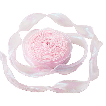 Spitzenbesatz aus Polyester, flaches Organzaband in Regenbogenfarben, schillerndes Band für Schleife, Blume, Geschenkdekoration