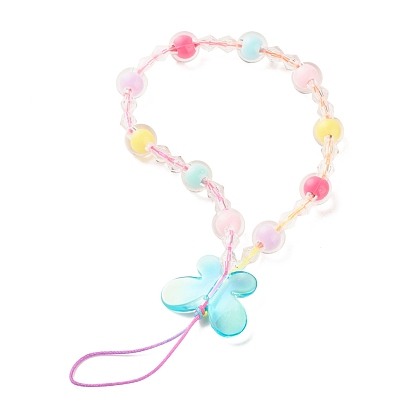 Transparent Acrylic Beads Mobile Straps, with Nylon Thread, Butterfly