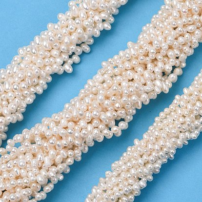 Natural Cultured Freshwater Pearl Beads Strands, Top Drilled, Rice