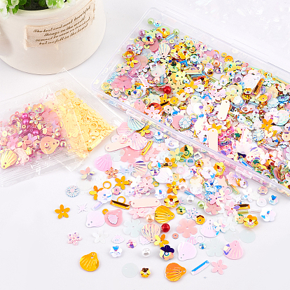 Olycraft 9 Bags 9 Colors Plastic Paillette Beads, Sequin Beads, Mixed Shapes