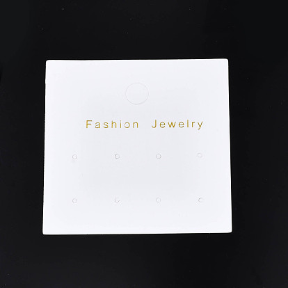 Cartes d'affichage de bijoux en carton, pour boucle d'oreille, étiquettes volantes de bijoux, convient pour 4 paires de clous d'oreilles, carré avec mot bijoux de mode