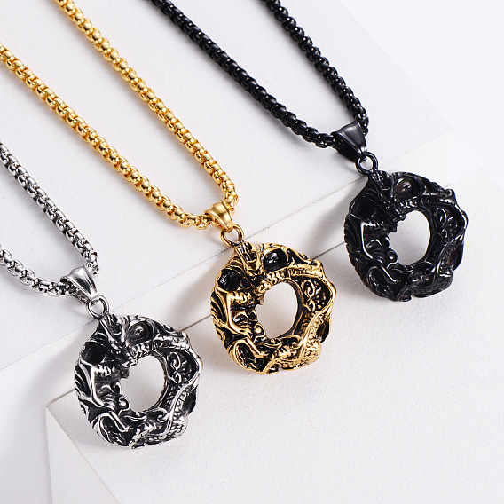 Ретро-рок-панк-дракон 304 ожерелья с подвеской из нержавеющей стали