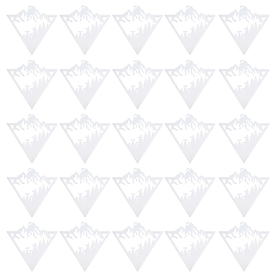 30шт. 201 филигранные подвески из нержавеющей стали, гравированные металлические украшения, треугольник с горой