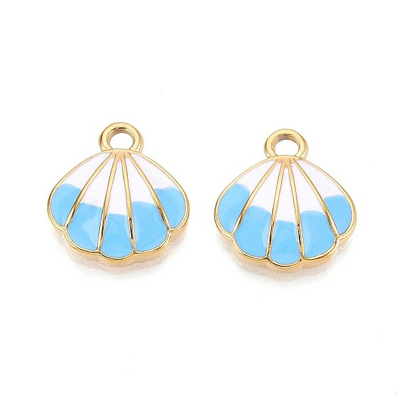 304 подвески из нержавеющей стали, с эмалью, шарм из ракушек, реальный 18 k позолоченный, ионное покрытие (ip)