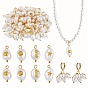 40Pcs 4 Styles Natural Keshi Pearl Pendants, with Golden Tone Alloy Cabochons and Brass Loops, Oval & Nuggets