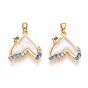 Подвески из латуни с микропаве из кубических цирконий и ракушек, рыбий хвост, реальный 18 k позолоченный